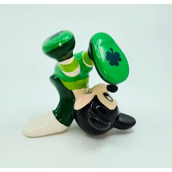 Mickey Mouse Ceramic Figurine St. Patricks Day Theme Lots Of Luck Green Clover D - Picture 3 of 5